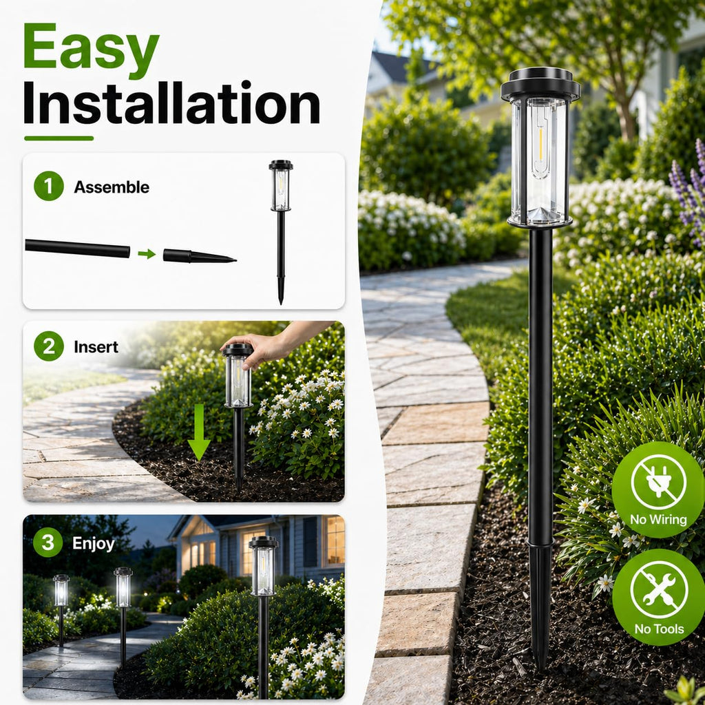 Solar Lights Outdoor Pathway, 8 Pack LED Solar Garden Lights