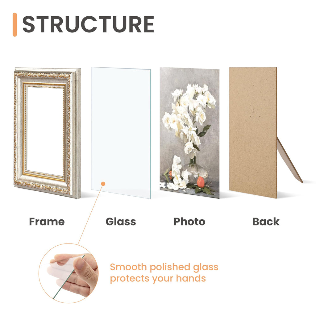 Vintage 5x7 Picture Frame, Antique White and Gold Frames, 2 Pack
