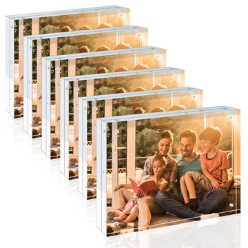 8x10 Acrylic Frames 6 Pack, 20mm Thicker Frameless Clear Picture Frames, Double Sided Magnetic Picture Frames, Free