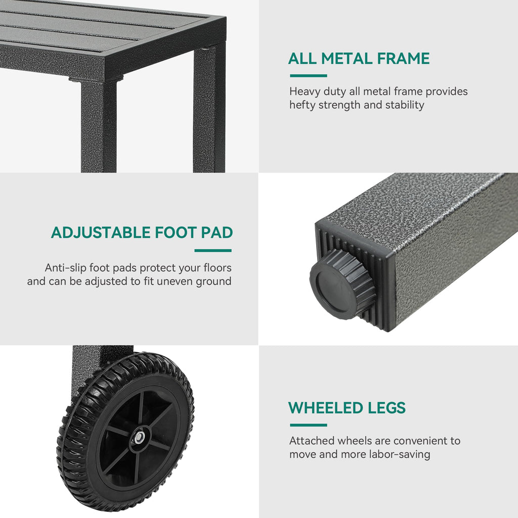 55" Outdoor Bar Table with Wheels