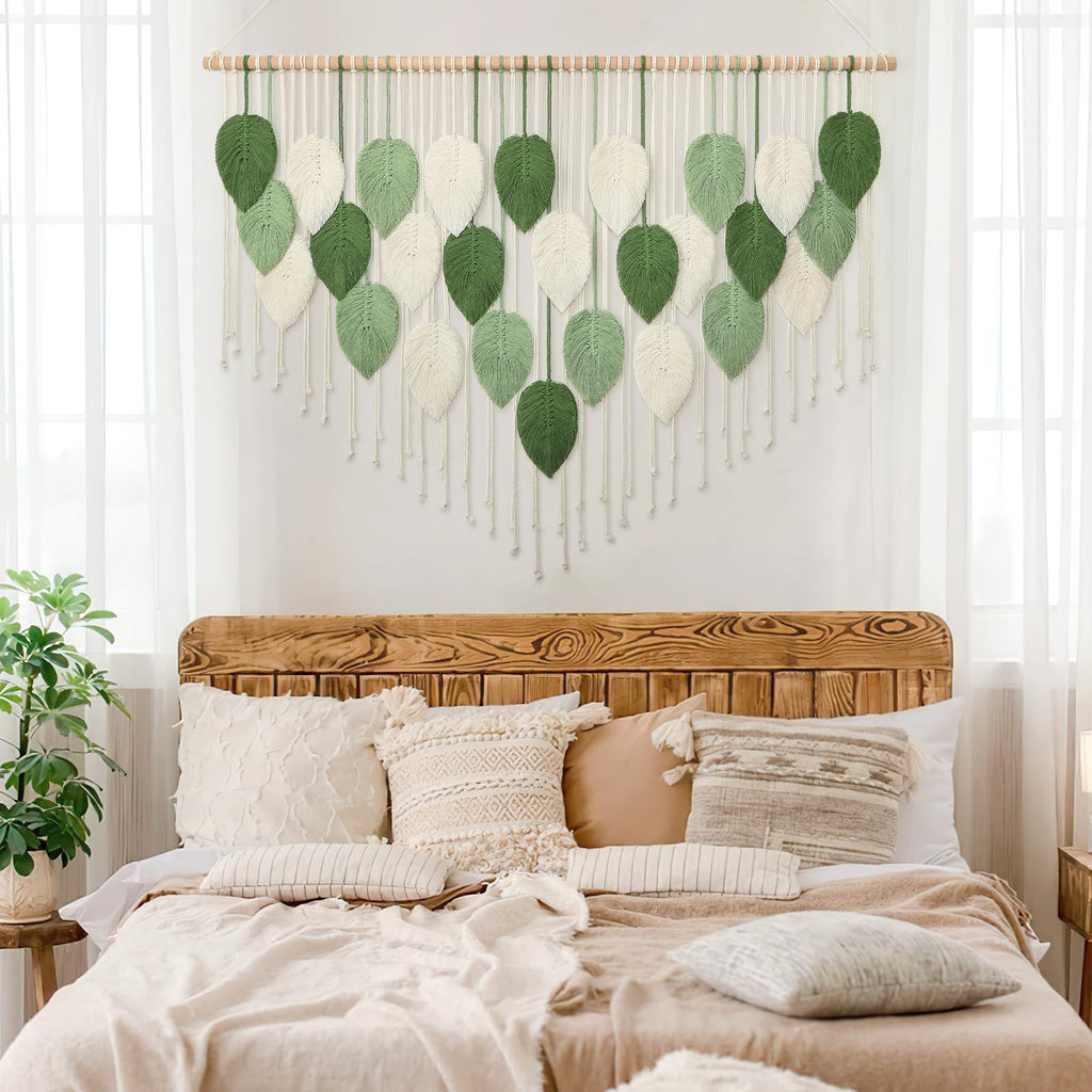 Large Macrame Wall Hanging Boho Leaves Macrame Tapestry Chic Wall Decor