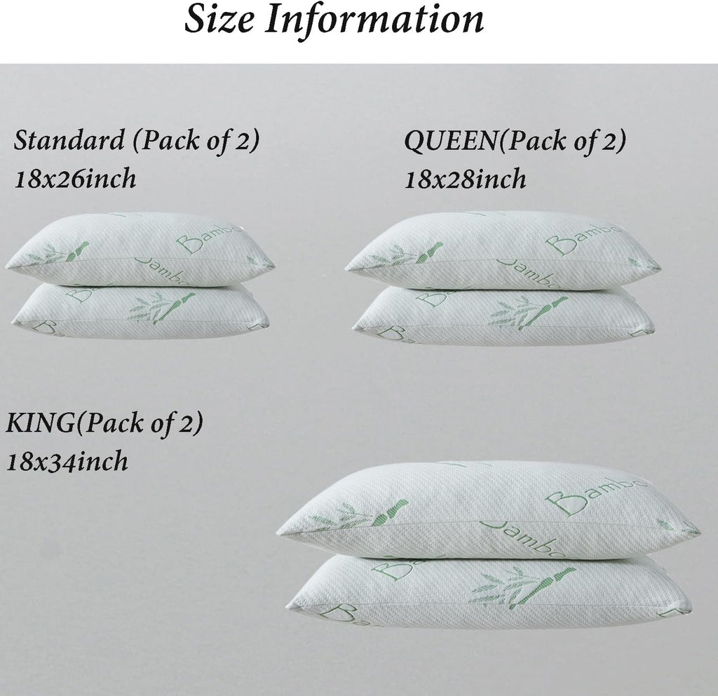 King Size Memory Foam Pillows Set of 2, Bed Pillow for Sleeping, Firm Pillow Gel for Neck Support, Hotel Quality Bed