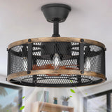 19" Farmhouse Caged Ceiling Fan with Light, 6-Lights, Rustic Ceiling Fans with Lights and Remote, Bladeless Ceiling Fan with Light for Kitchen, Living Room A101-B0F18BKGTG