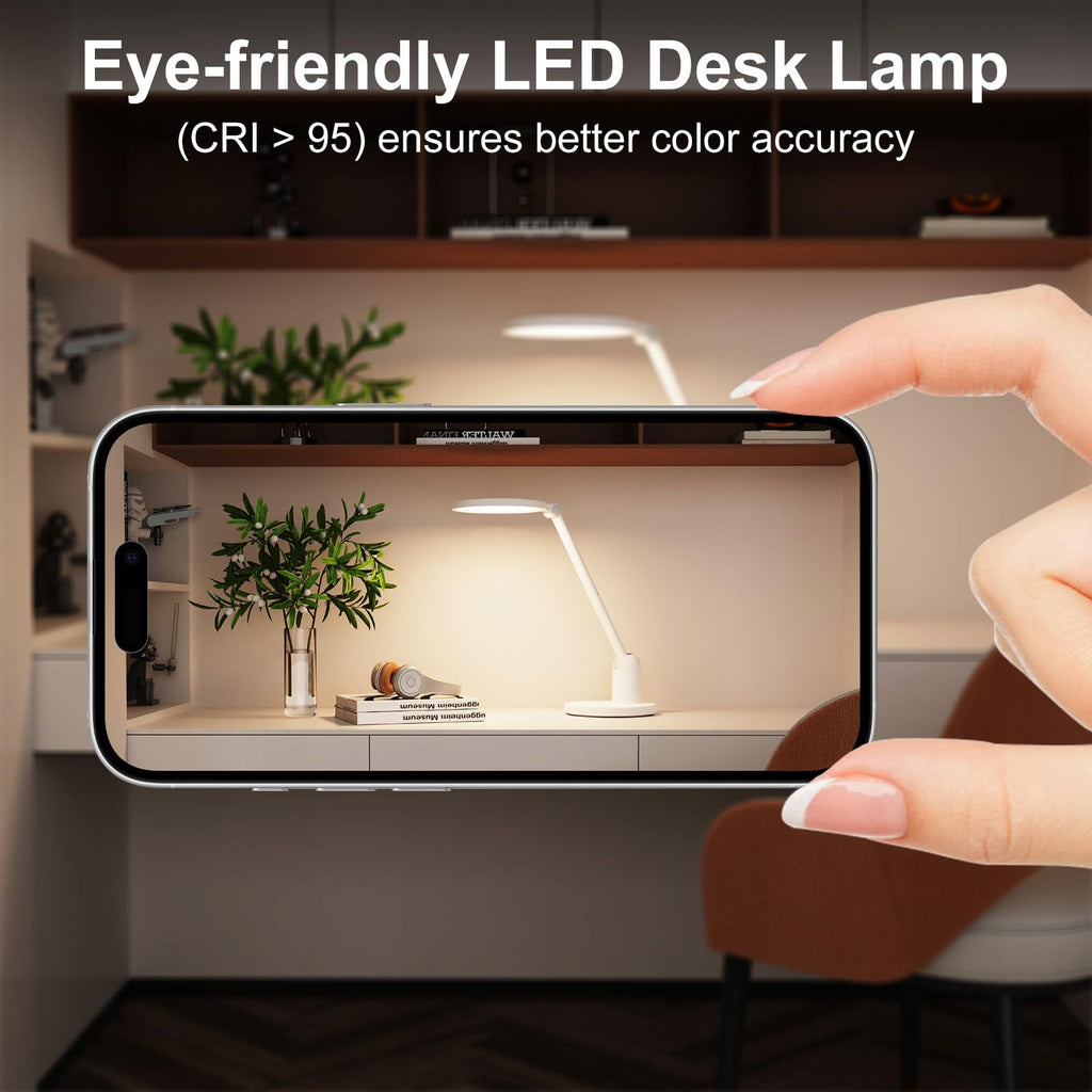 Desk Lamps with Stable Base, 1000LM Ultra Bright Eye-Caring Desk Light, 3000K-6000K Dimmable Table Lamp with Stepless