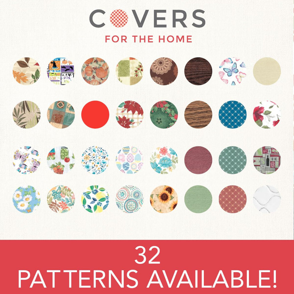 Fitted Tablecloth Oval Leaves Vinyl Elastic Edge