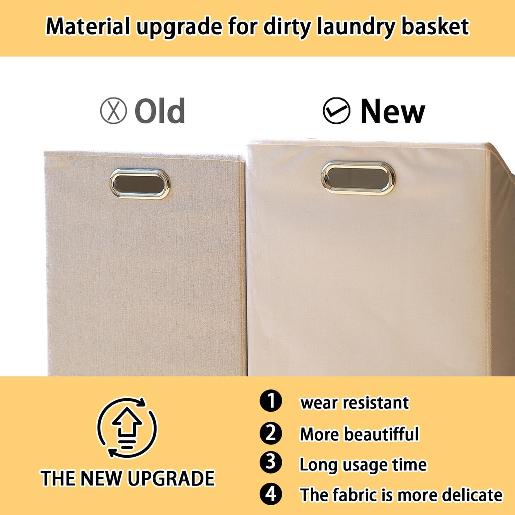 Tilt Out Laundry Hamper with 3 Tier - Bamboo Laundry Basket, Natural