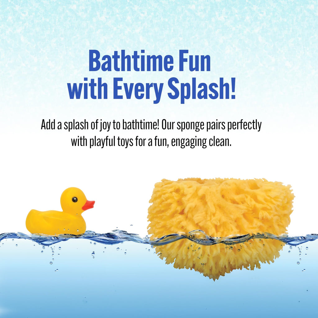 Buddy (1 Count, 4 Inch) Natural Yellow Sea Bath Sponge, Natural Baby Bath Sponge for Newborns and Kids, Soft When