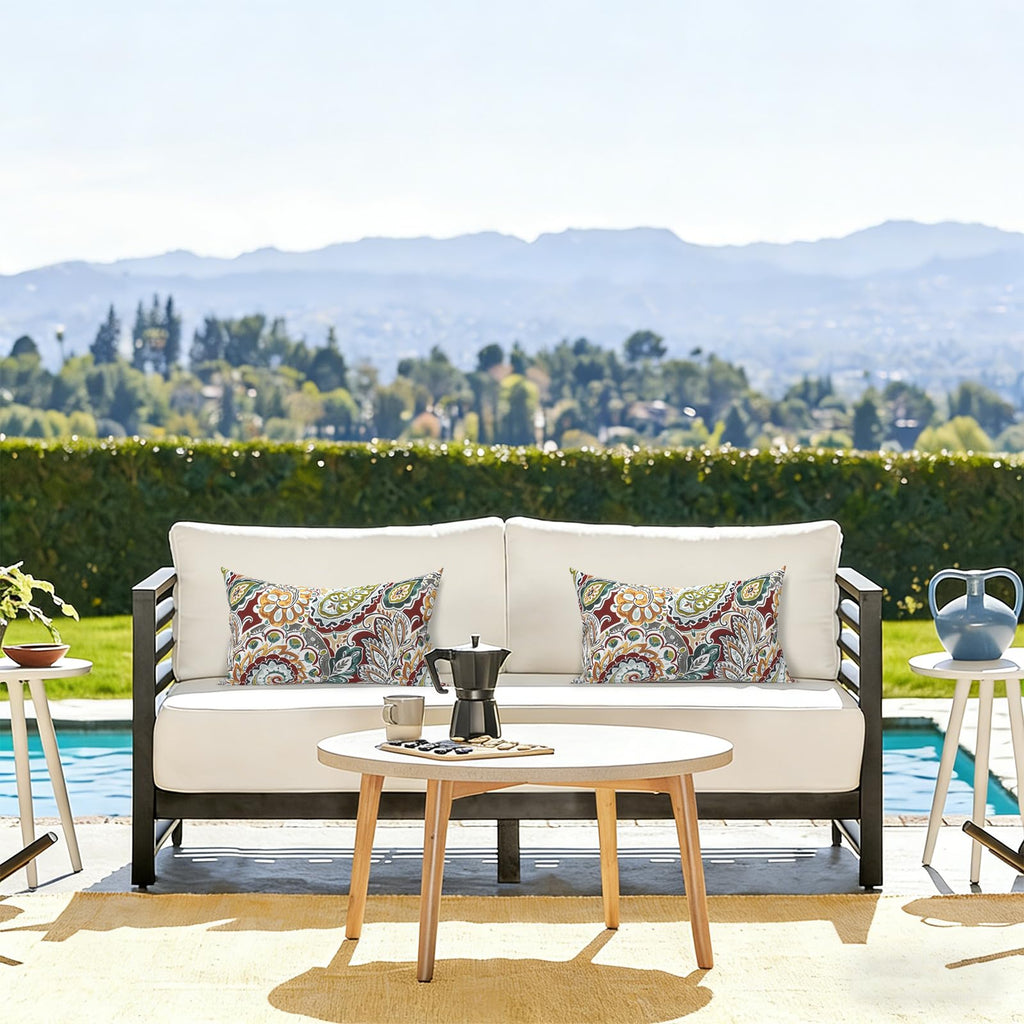 Outdoor/Indoor Lumbar Pillow Covers ONLY, Decorative Patio Lumbar Cushion Covers, Water Repellent Garden Cushion Cases