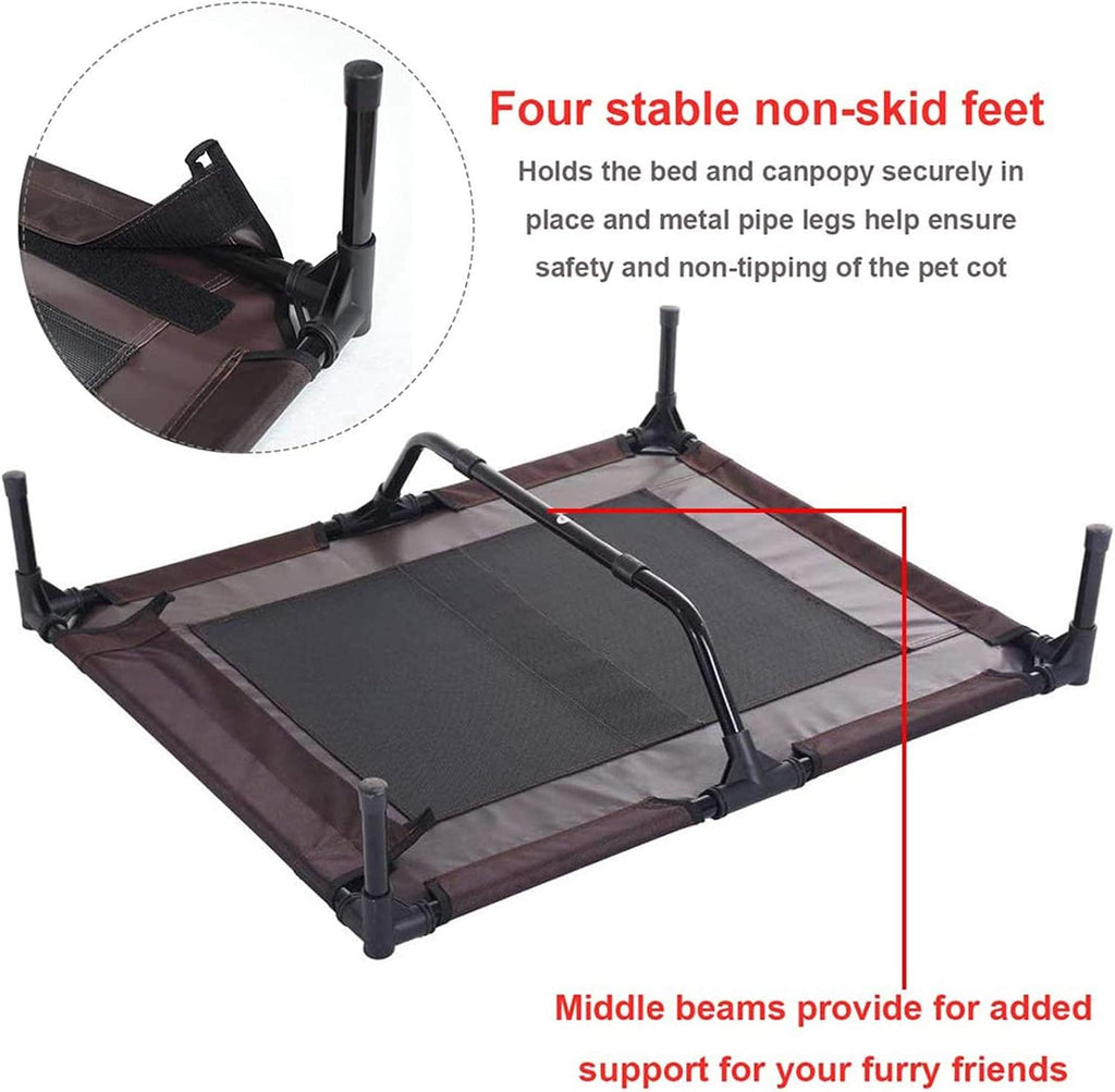 Elevated Dog Bed with Removable Canopy w/Convenient Carrying Bag Indoor Shade 1680D Portable Raised Oxford Fabric
