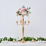 28'' Tall 5 Arm Candelabra Gold Taper Candle Holder Centerpieces, Party, Halloween, Christmas, Event Candelabra