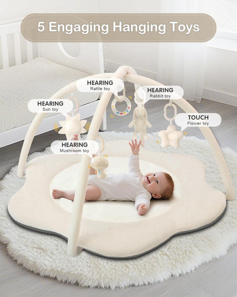In-1 Baby Play Mat & Baby Seats for Infants for Sitting Up, Tummy Time Gym Activity Mat with 5 Detachable Toys