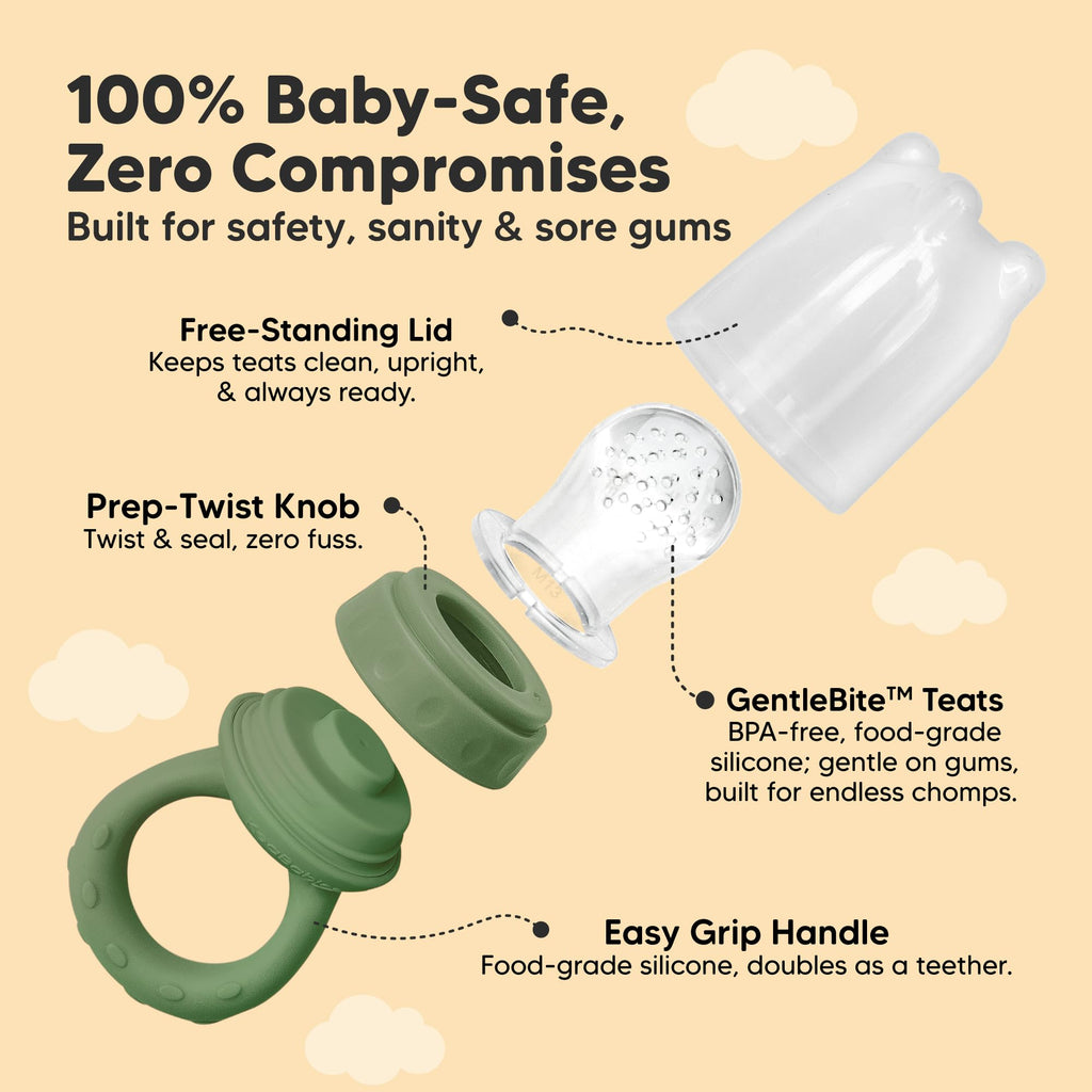 Baby Fruit Feeder 2pk, Silicone Baby Food Feeder,BPA-Free (Slate)
