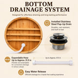 Luxury Fragrant Cedar Soaking Tub - Japanese Style Round Wooden Bathtub with Foot Massager & Full Accessories (wooden