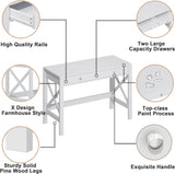 Computer Desk Study, Modern Simple 40 Inches Desk with Drawers, Makeup Vanity Console Table, White