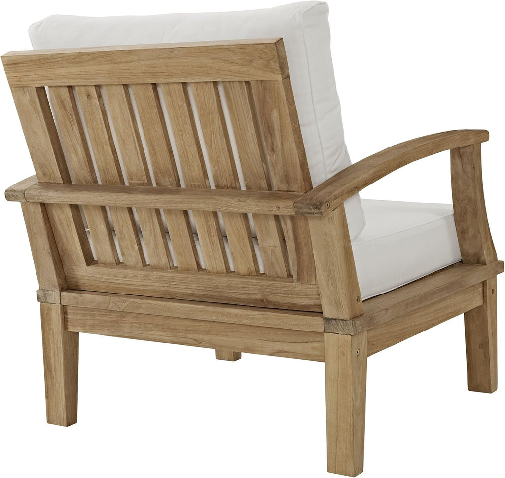 Marina Premium Grade A Teak Wood Outdoor Patio Armchair, Natural White
