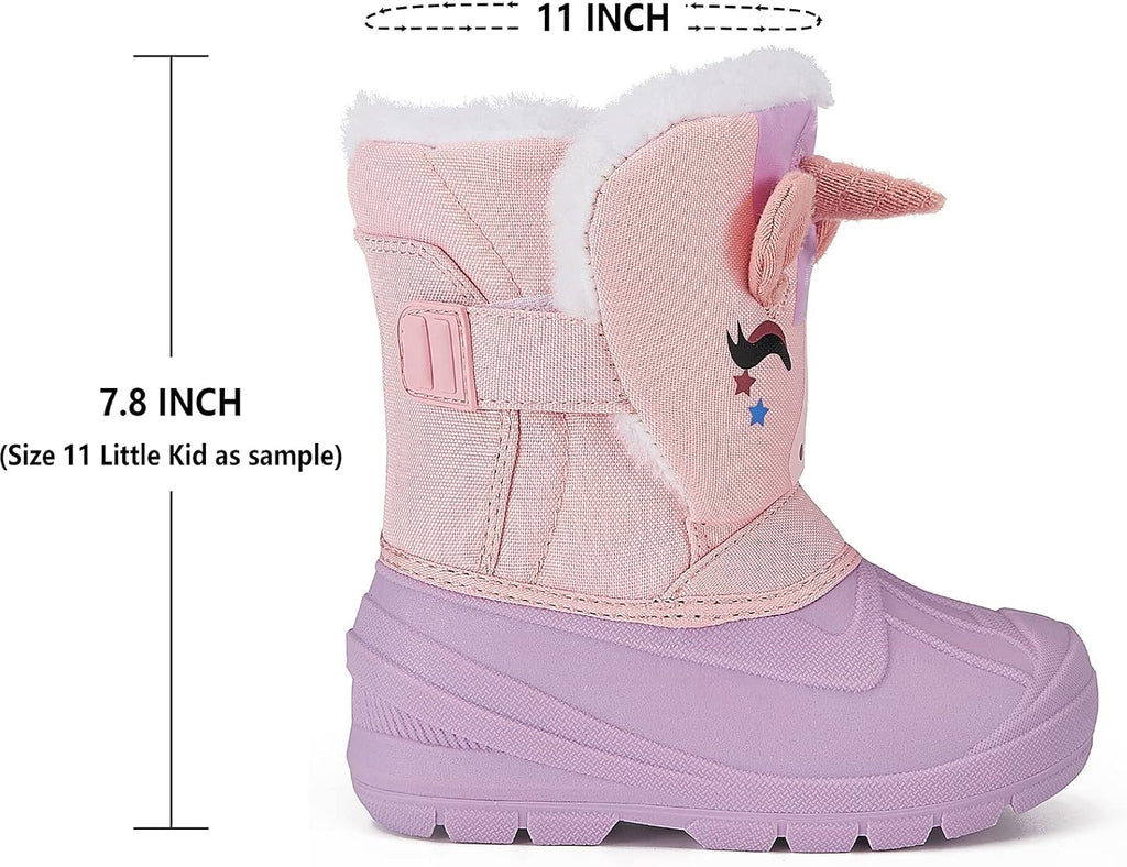 Kids Waterproof Snow Boots Toddler Winter Boots Girl Boy Fur Lined