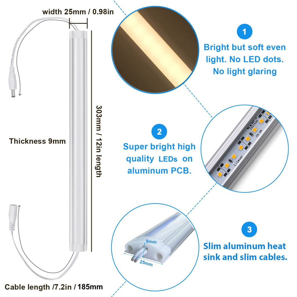 Under Cabinet LED Lights Kit Dimmable by AC in-wall Dimmer.
