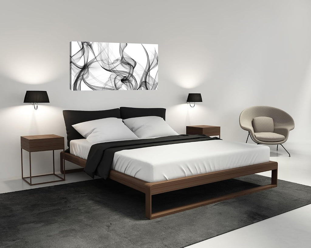 FC3850 Abstract Wall Art Light Streak Black and White Abstract Line Canvas Wall Art Bedroom Bathroom Office Wall Decor