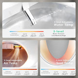 Elongated Bidet Toilet Seat with Warm Water, Warm Air Dryer, Heated Seat, Soft-Close Lid, Adjustable Temperature, Stainless Steel Nozzle