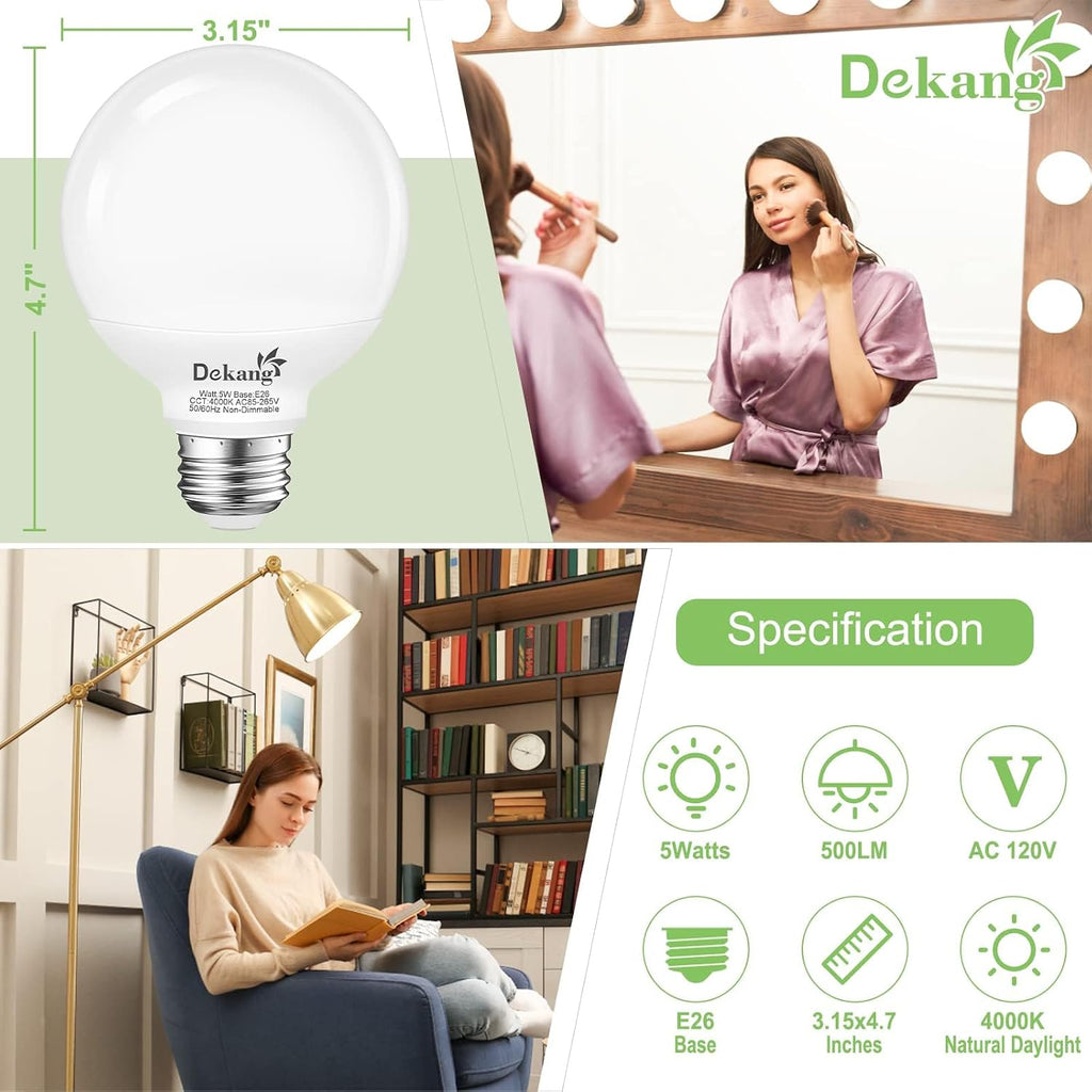 12 Pack LED Globe Light Bulbs 4000K Daylight E26 Base 60W Equivalent