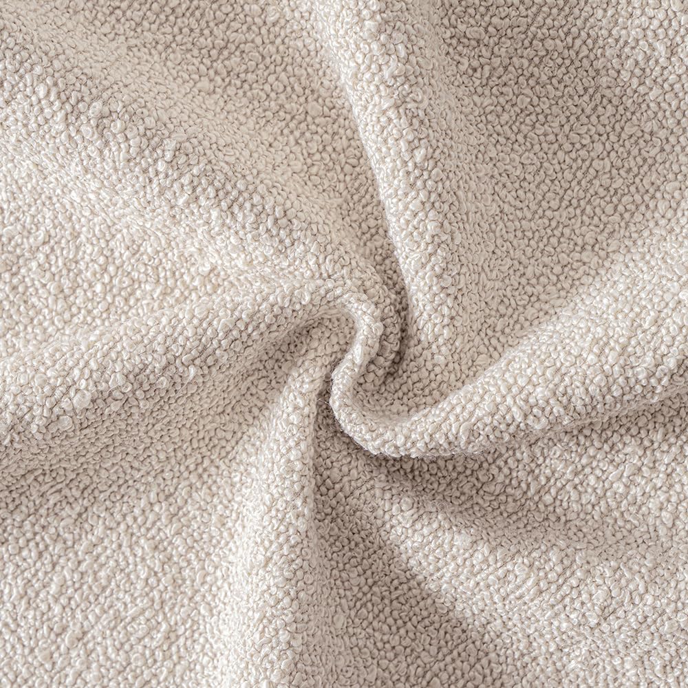 Textured Boucle Lumbar Pillow Cover for Bed 12x24 Beige