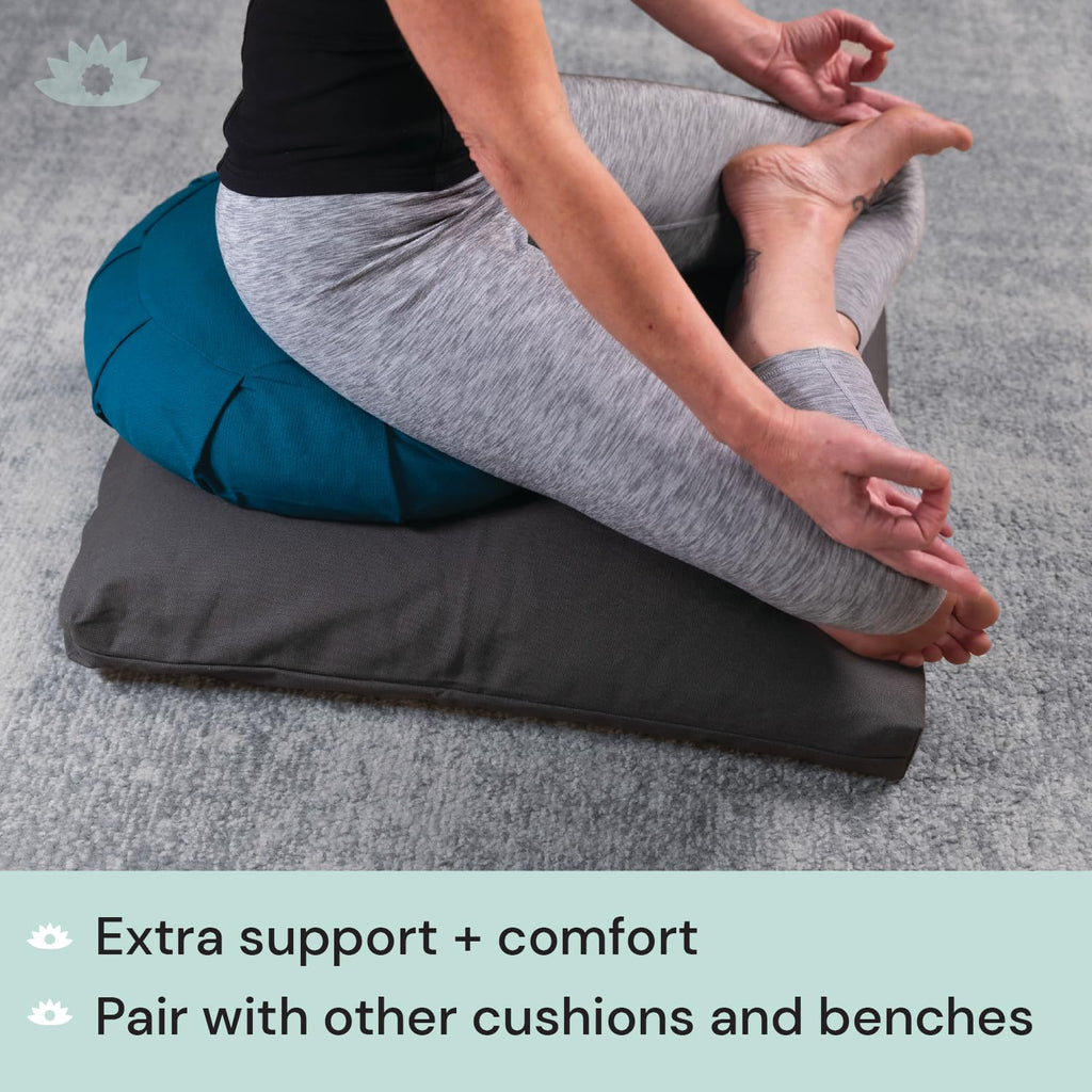 Zabuton, Eclipse line, Buckwheat Filled Meditation Cushion, 23" x 23" Natural