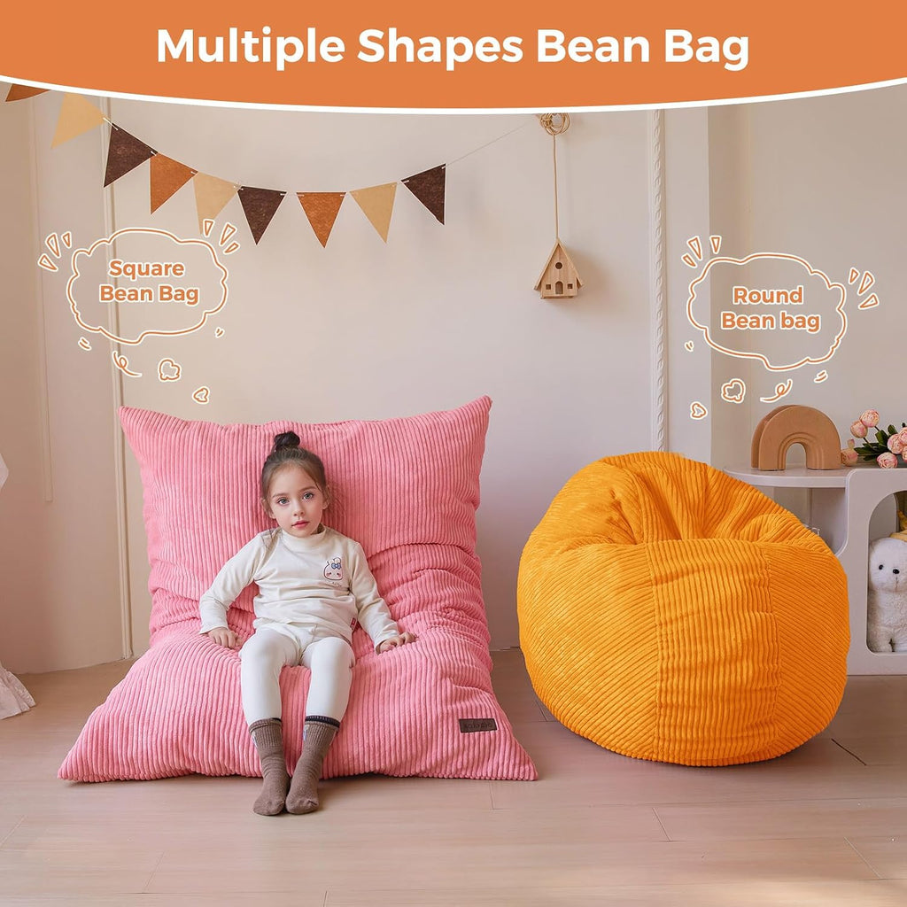 3 in 1 Kids Bean Bag Chair, Comfy Floor Sofa with Removed Cover