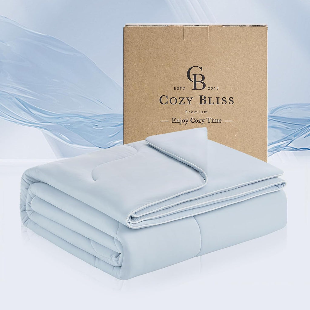 Cooling Comforter Twin x Sorona Viscose Natural Fiber, Reversible Silky Smooth Cooling Blanket with Q-Max>0.45 for