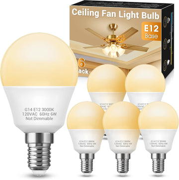 Ceiling Fan Light Bulbs,E12 G14 LED Bulbs 60Watt Equivalent,3000k