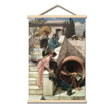 John William Waterhouse Print - Diogenes Canvas Wall Art - Classic Romantic Oil Painting Reproduction Wooden Frame