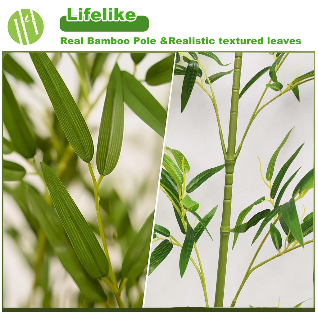 7/8ft Tall Artificial Bamboo Tree 10 Pack, Removable Faux Bamboo Outdoor with Encrypted Silk Leaves for Garden Fence