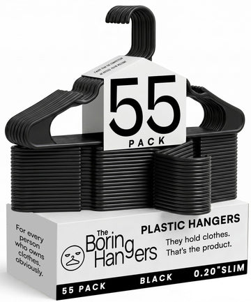 Black Plastic Hangers 55 Pack - 10 lb Heavy Duty Black Clothes Hangers for Closet, Space Saving & Slim Plastic Coat