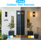 2-Pack Outdoor Wall Lanterns, Exterior Waterproof Outdoor Lights with Glass Shades, Bronze Porch Lights Wall Mounted