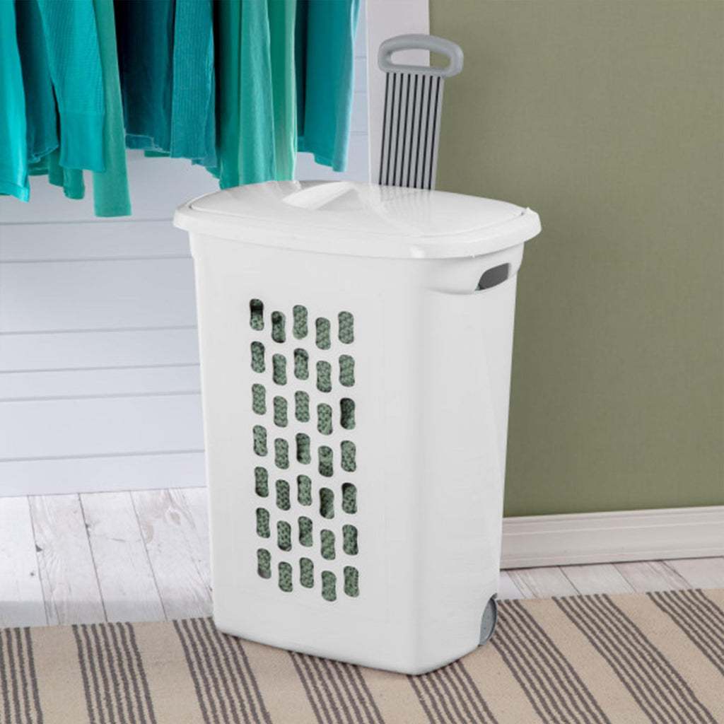 Ultra Wheeled Hamper, Laundry Basket w/Flip-Top Lid, 6-Pack