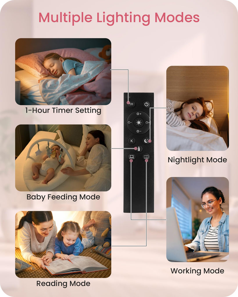Pink Floor Lamp, 68" Standing Lamp, Dimmable Reading Light with Remote & Foot Pedal, with LED Bulb, Girls Room FCC