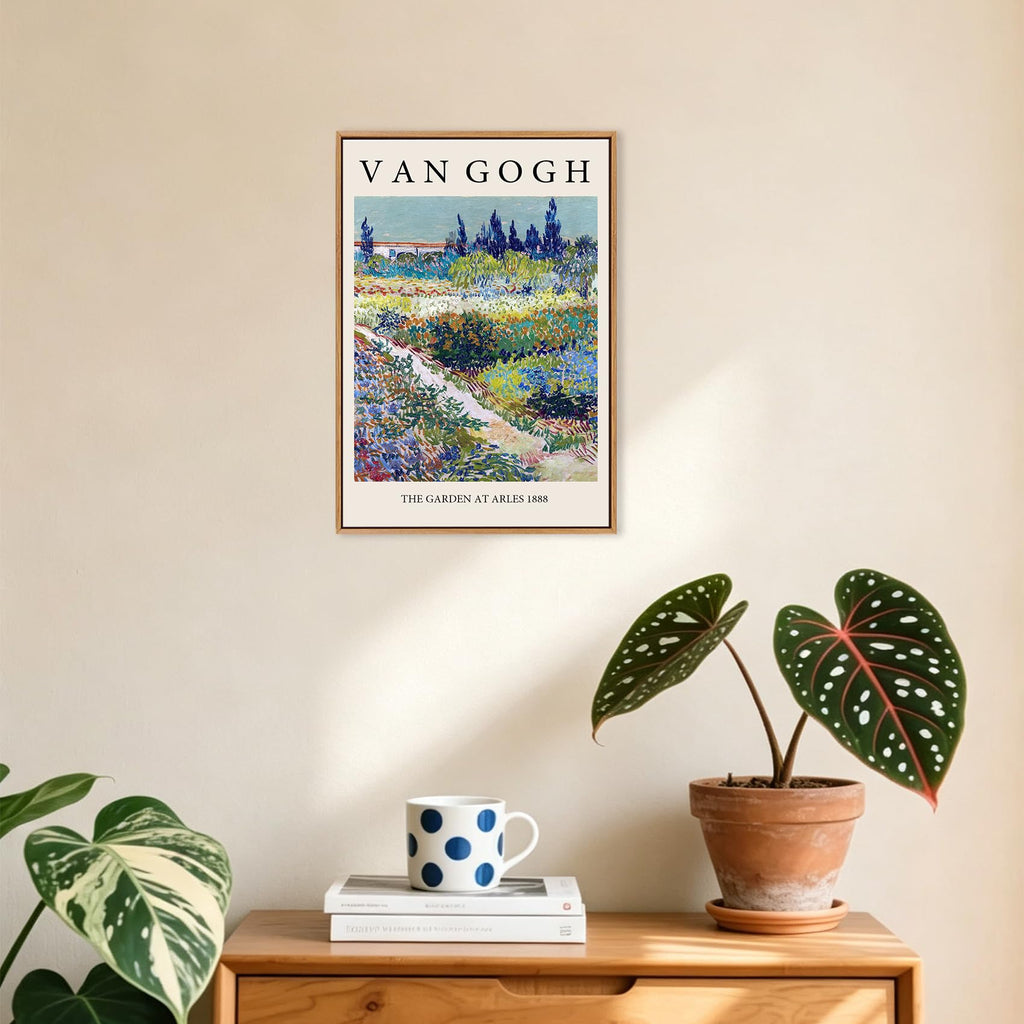 Vincent Van Gogh Framed Canvas Wall Art, Vintage Oil Painting The Garden at Arles Print Artwork, Classical Nature