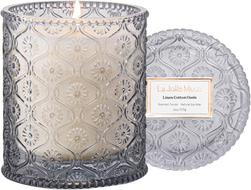 Linen Cotton Clean Scented Candles, Soy Wax, 40 Hrs - Set of 6