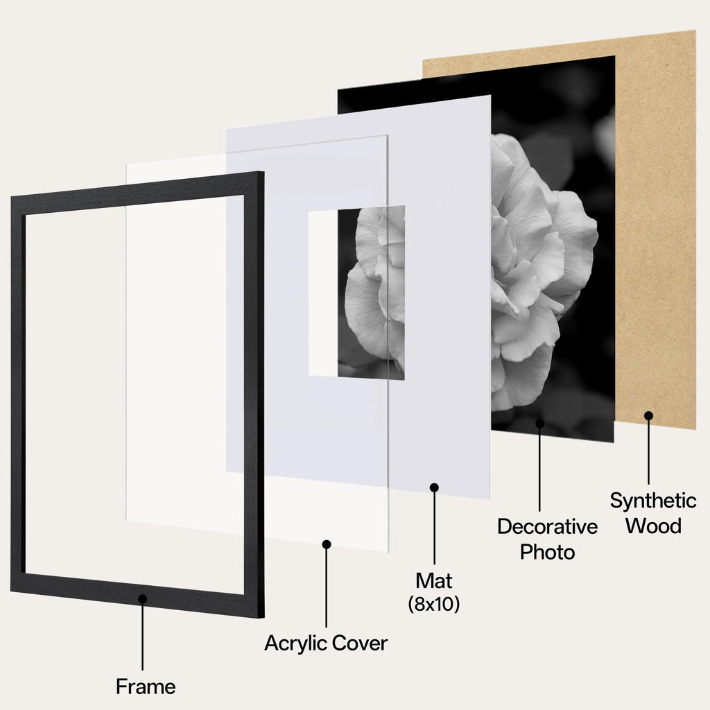 Picture Frames Set of 9, 20x20 in, Acrylic Cover, Black