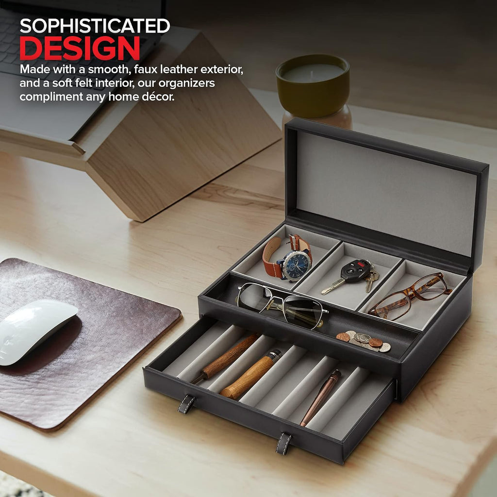 Mens Valet Tray, Men's Jewelry Box, Night Stand Organizers and Storage, Bedside Table Organizer, Watch Box