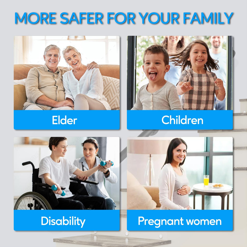 Pipe Stair Handrail, 3 Ft Metal Staircase Handrail, Black Galvanized Industrial Iron Hand Rail for Indoor & Outdoor