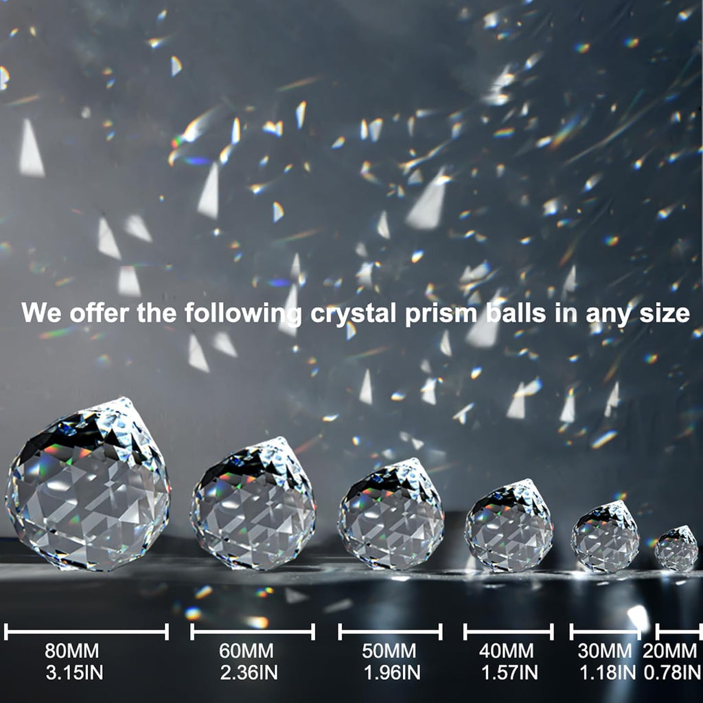 Crystal Sun Catcher Suncatcher Prism Ball AB-Coated - 20 Pack, 1.18"/30mm, Rainbow Pendant Maker, Crystal Beads