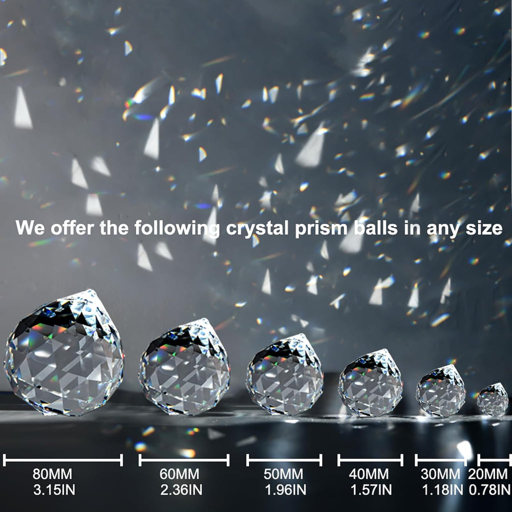 Clear Crystal Sun Catcher Suncatcher Prism Ball with Metal Chains - 6 Pack, 1.6"/40mm, Rainbow Pendant Maker