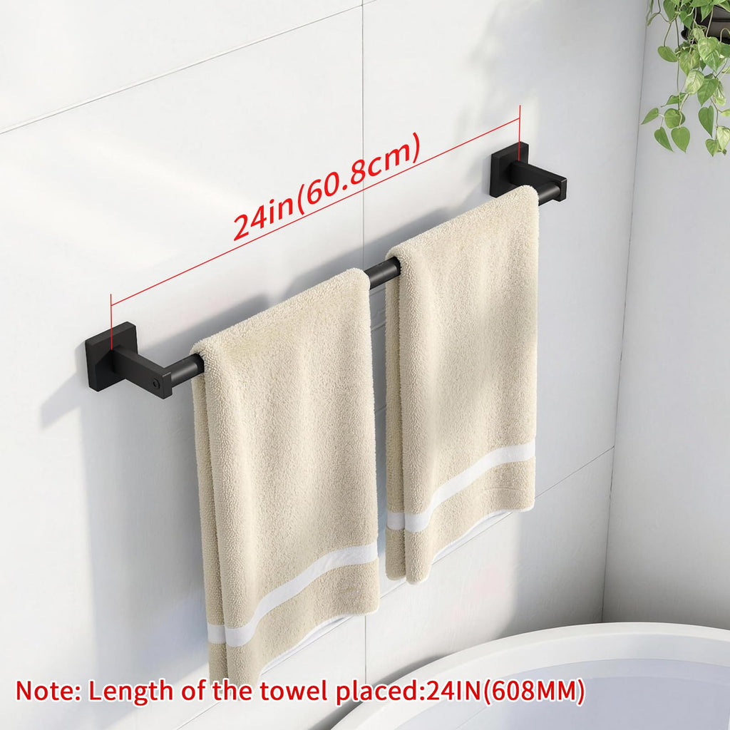 Towel Bar, 24" 2 Pack Wall Mounted Towel Rack, Black