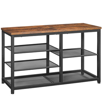 Shoe Bench, 5-Tier Shoe Rack Bench, Industrial Shoe Storage Bench