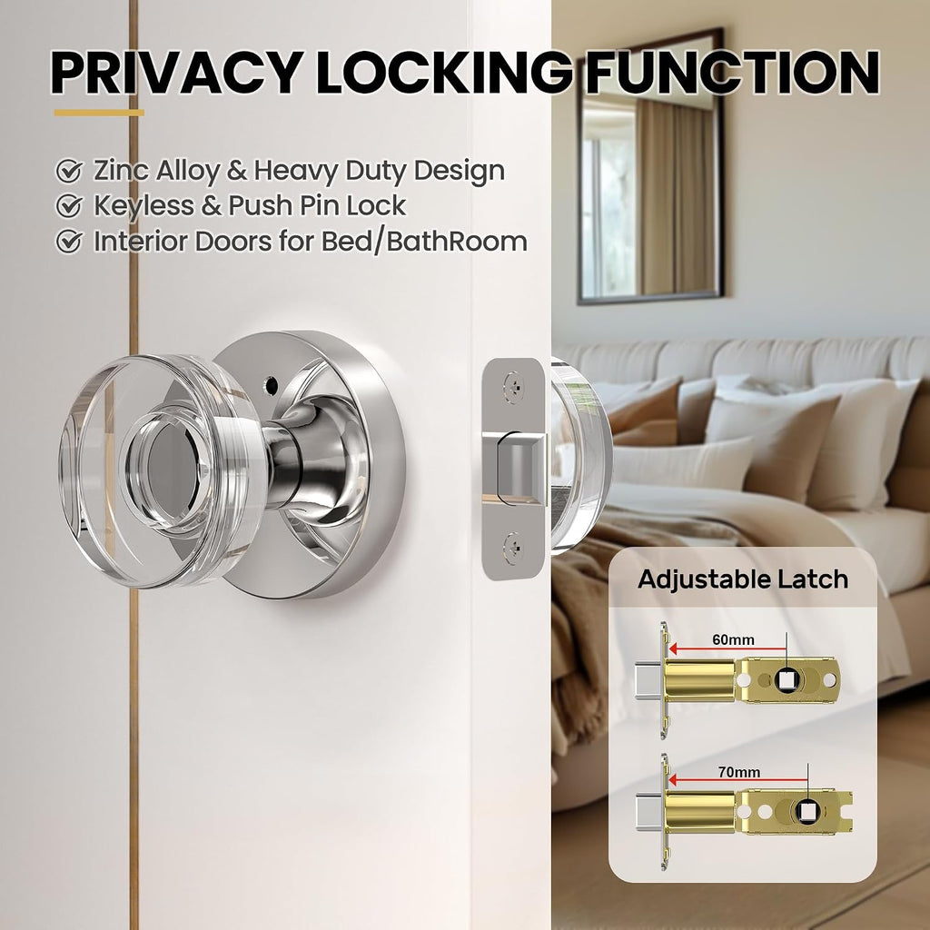 Crystal Door Knob Polished Chrome Interior Privacy Door Knobs Glass Interior Door Knob