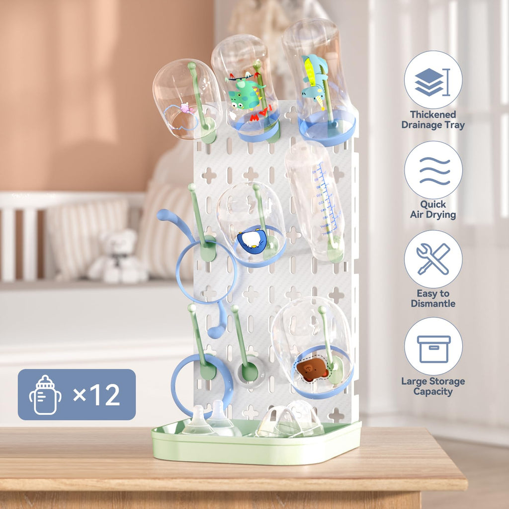Baby Bottle Drying Rack Baby Bottle Holder Space Saving Bottle Dryer Rack Station Countertop Storage Organizer 12