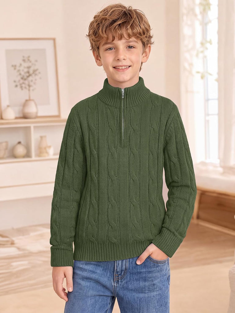 Toddler Boys Sweater Baby Cable Knit 1/4 Zip Sweaters Outfit