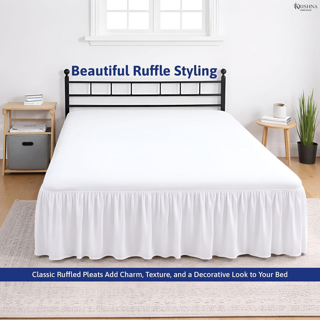 Ruffled Bed Skirt with Split Corners King, 100% Microfiber Hotel Quality, 15 Inch Drop Dust Ruffle Gathered Bedskirt