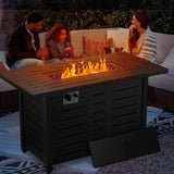 Fire Pit Propane Gas FirePit Table 43" Outdoor Fire Pit Rectangular Tabletop with Lid, Rain Cover, for Outside Garden Backyard Deck Patio - Image 5