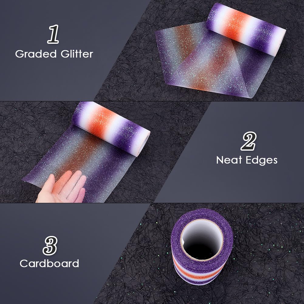 6 Inch 10 Yards Colored Glitter Tulle Rolls Colorful Gradient Netting Fabric Sheer Mesh Polyester Purple Net Tulle
